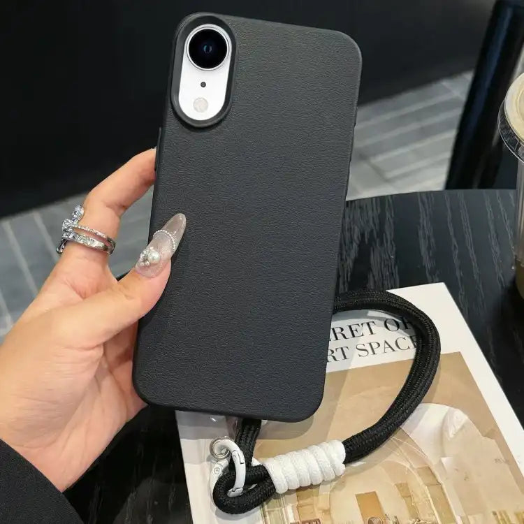 Leather Texture TPU Full Coverage Phone Case with Lanyard