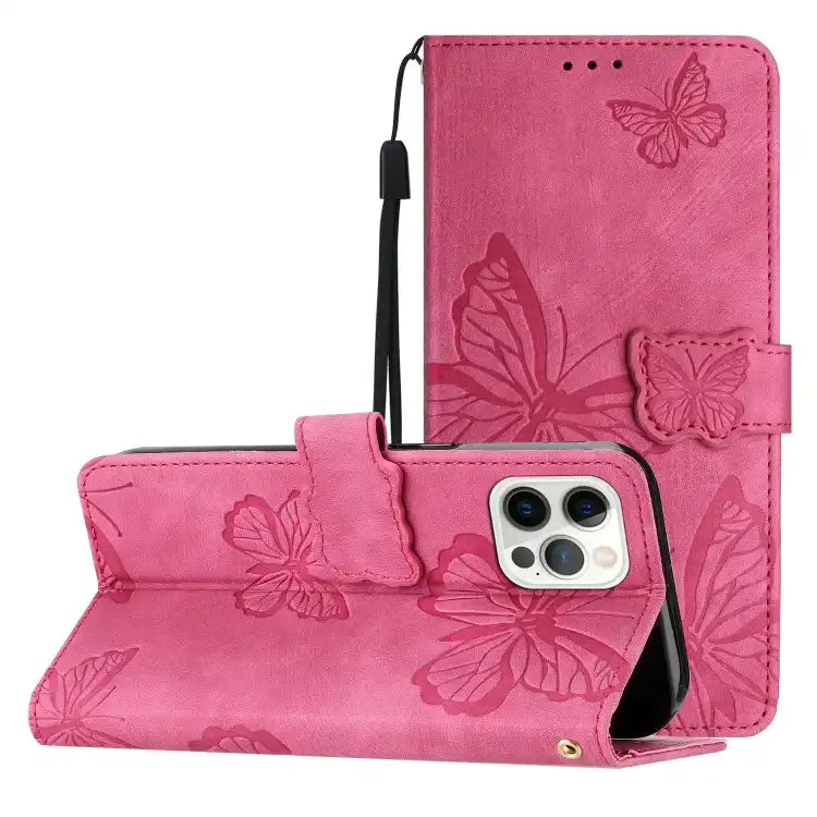 Skin-feel Embossed Butterfly Leather Phone Case
