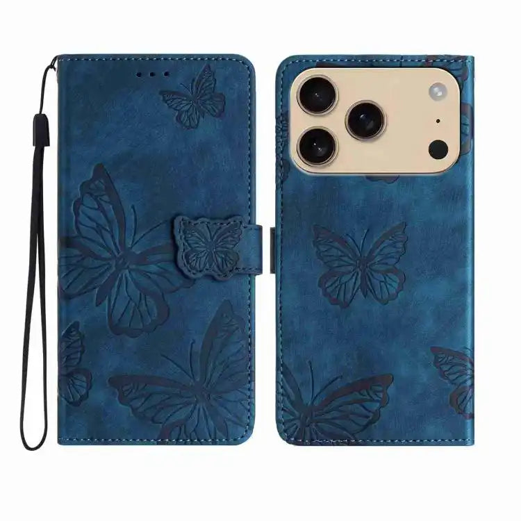 Skin-feel Embossed Butterfly Leather Phone Case