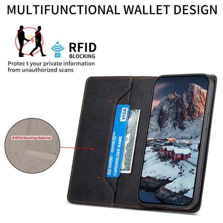 Business Solid Color Magnetic RFID Leather Phone Case