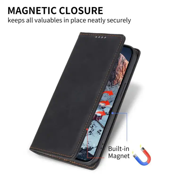 Business Solid Color Magnetic RFID Leather Phone Case