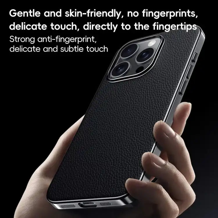 First Layer Cowhide Leather Electroplated PC Phone Case