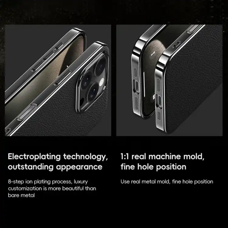 First Layer Cowhide Leather Electroplated PC Phone Case