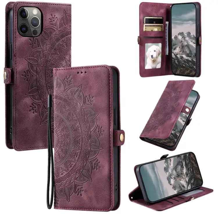 Skin Feel Totem Embossed Leather Phone Case