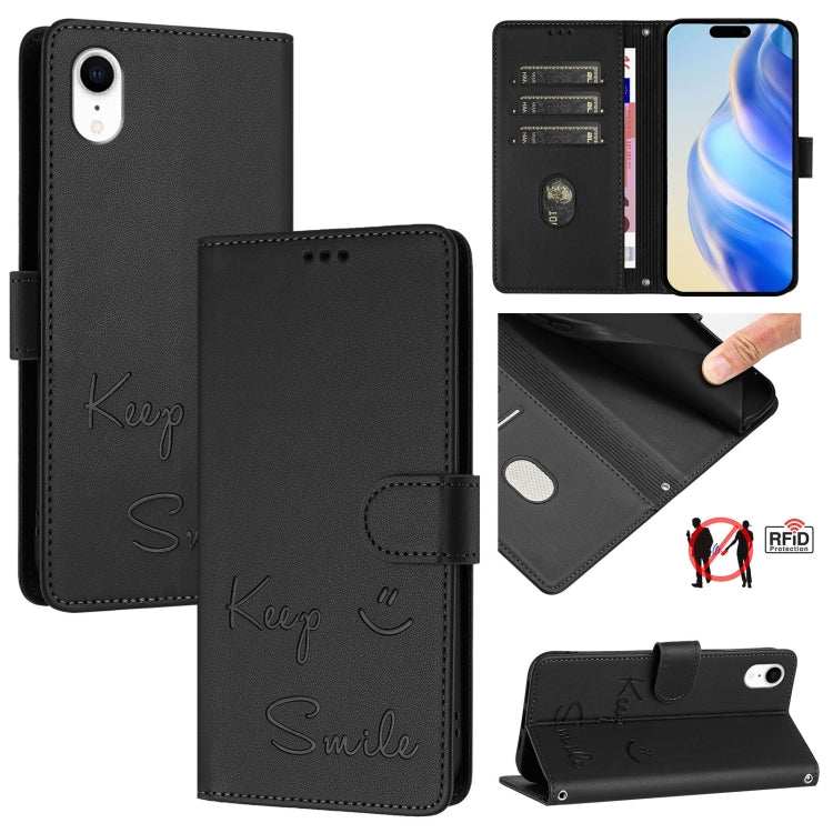 Smile Embossing RFID Leather Phone Case