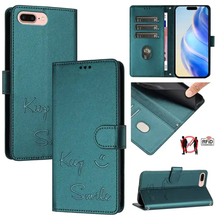 Smile Embossing RFID Leather Phone Case