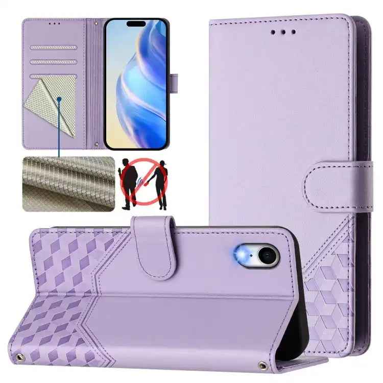 Honeycomb Embossing RFID Leather Phone Case