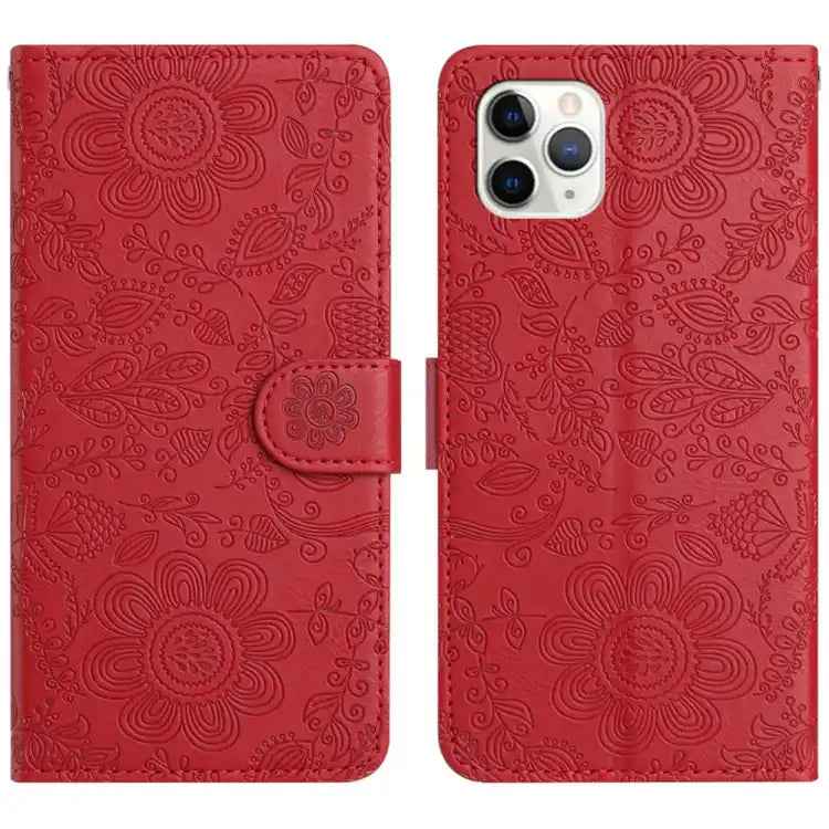 Floral Embossed Pattern Leather Phone Case