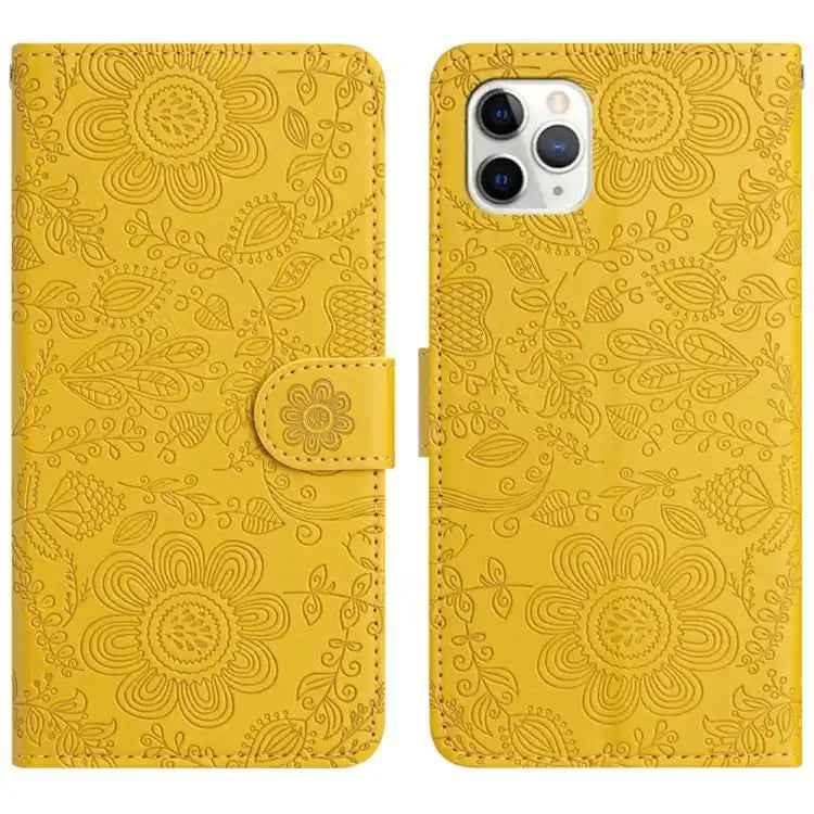 Floral Embossed Pattern Leather Phone Case