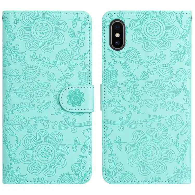 Floral Embossed Pattern Leather Phone Case