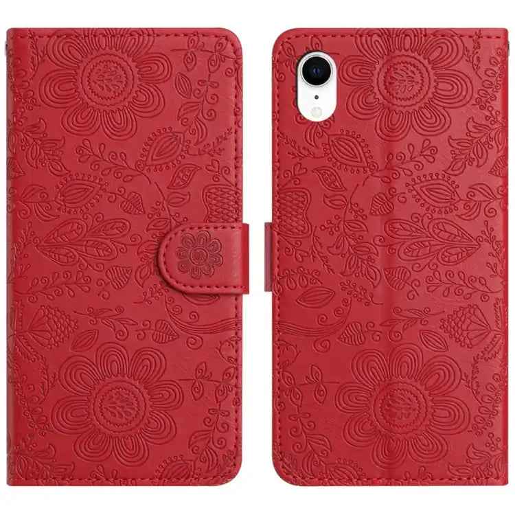 Floral Embossed Pattern Leather Phone Case