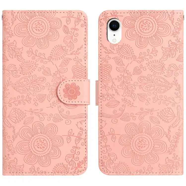 Floral Embossed Pattern Leather Phone Case