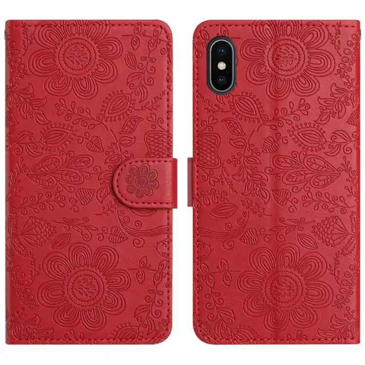 Floral Embossed Pattern Leather Phone Case