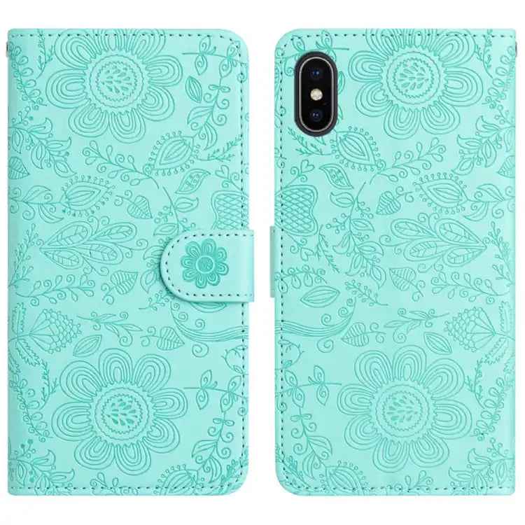 Floral Embossed Pattern Leather Phone Case