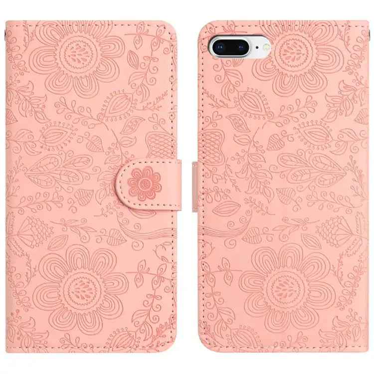 Floral Embossed Pattern Leather Phone Case