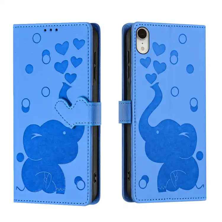 Cartoon Elephant Embossed Leather Phone Case