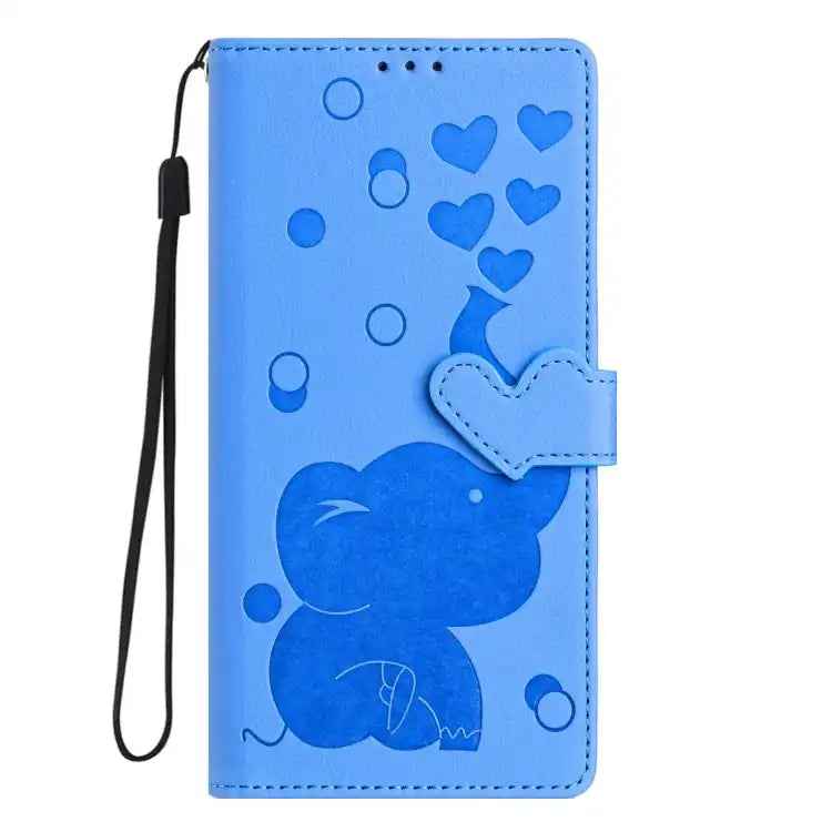Cartoon Elephant Embossed Leather Phone Case