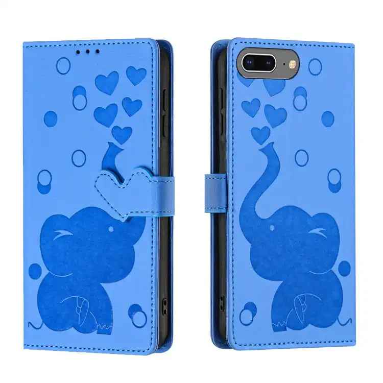 Cartoon Elephant Embossed Leather Phone Case