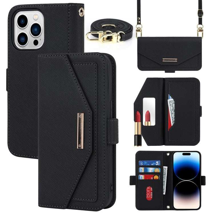 Cross Texture Crossbody Lanyard Leather Phone Case