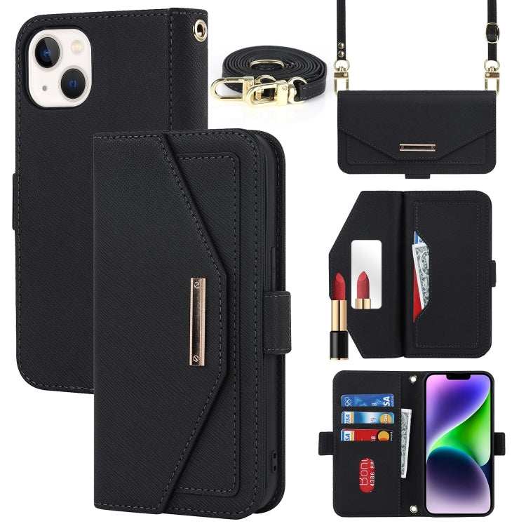Cross Texture Crossbody Lanyard Leather Phone Case