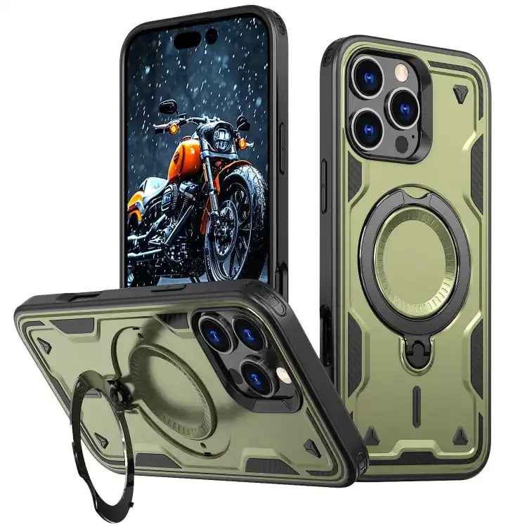 PC Hybrid TPU Armor MagSafe Ring Holder Phone Case