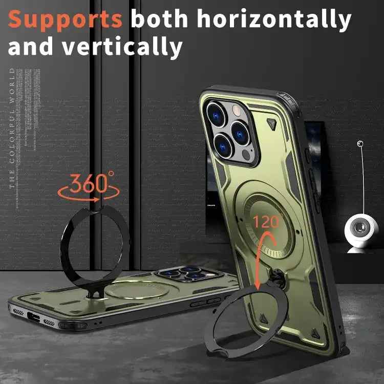 PC Hybrid TPU Armor MagSafe Ring Holder Phone Case