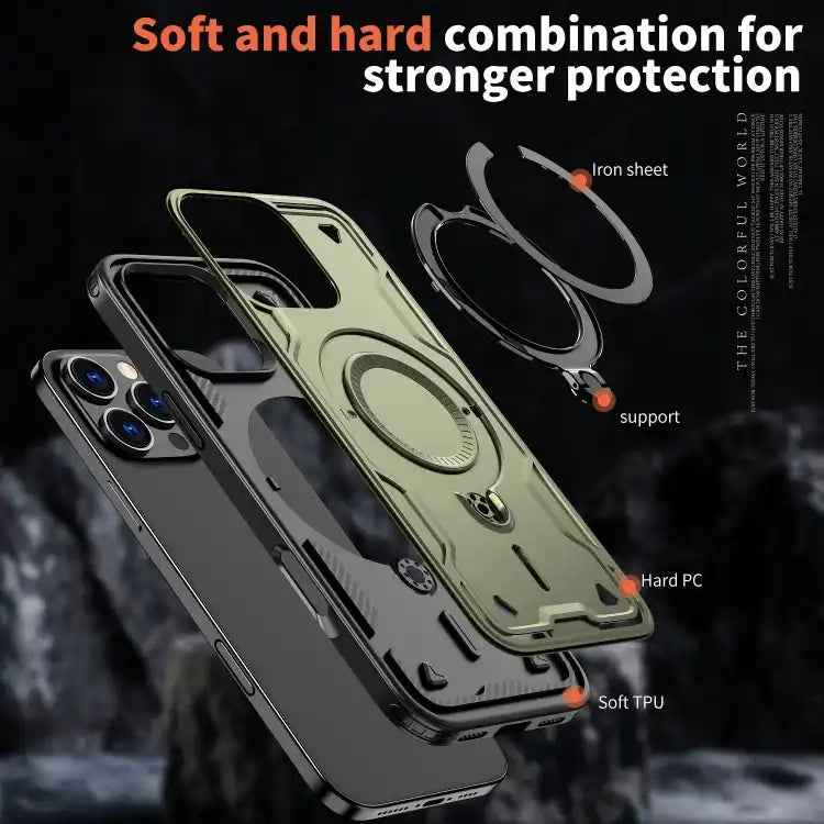 PC Hybrid TPU Armor MagSafe Ring Holder Phone Case