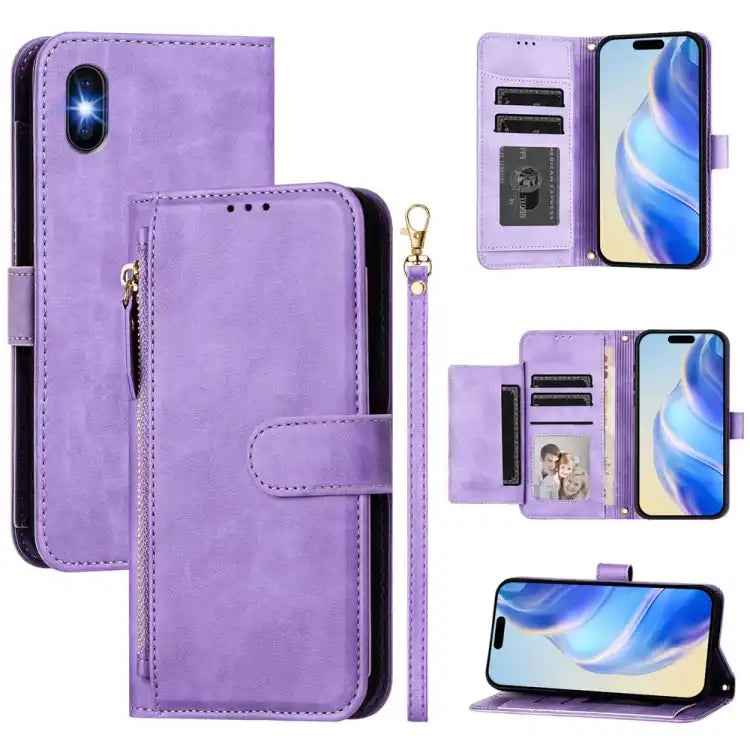 Multi-Card Slots Zipper Wallet Leather Phone Case