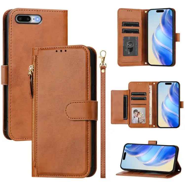 Multi-Card Slots Zipper Wallet Leather Phone Case