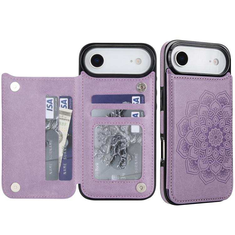 Double Buckle Mandala Leather Wallet Back Cover Phone Case