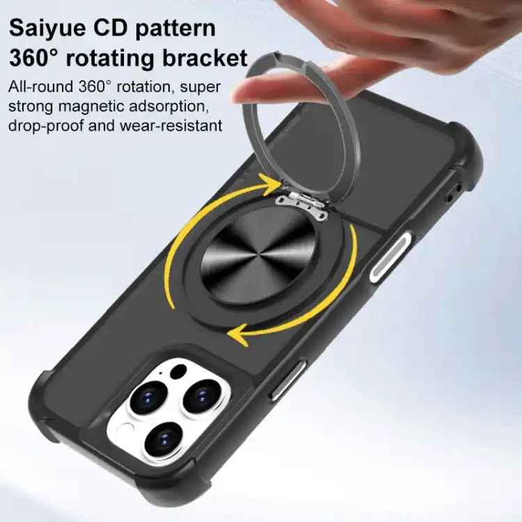 CD Texture 360 Degree Rotating Holder MagSafe Phone Case