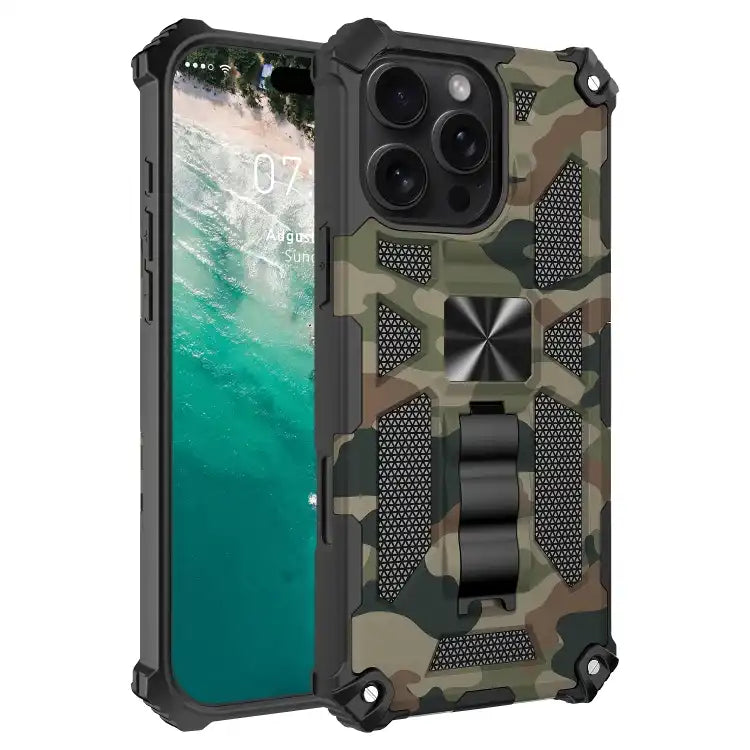 Camouflage Armor Kickstand TPU + PC Magnetic Phone Case