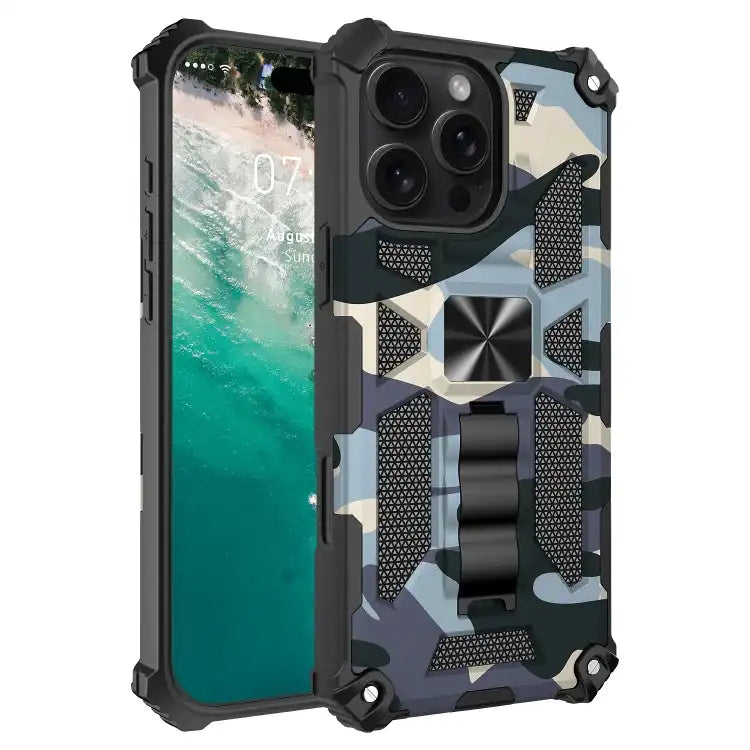 Camouflage Armor Kickstand TPU + PC Magnetic Phone Case