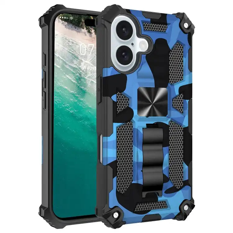 Camouflage Armor Kickstand TPU + PC Magnetic Phone Case