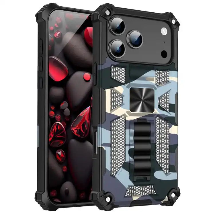 Camouflage Armor Kickstand TPU + PC Magnetic Phone Case