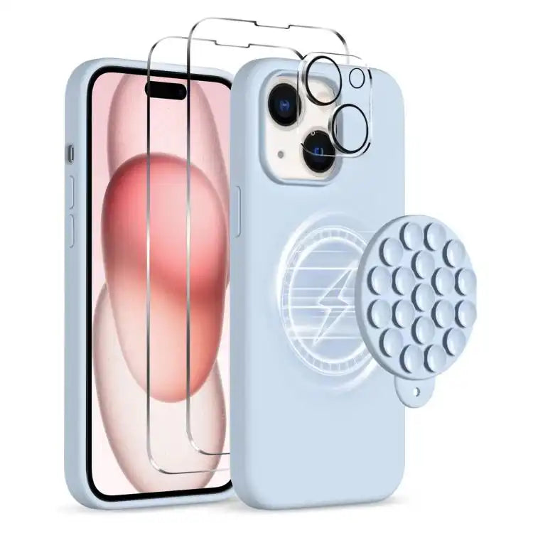 Silicone Suction Cup MagSafe Phone Case with Screen Film & Lens Film