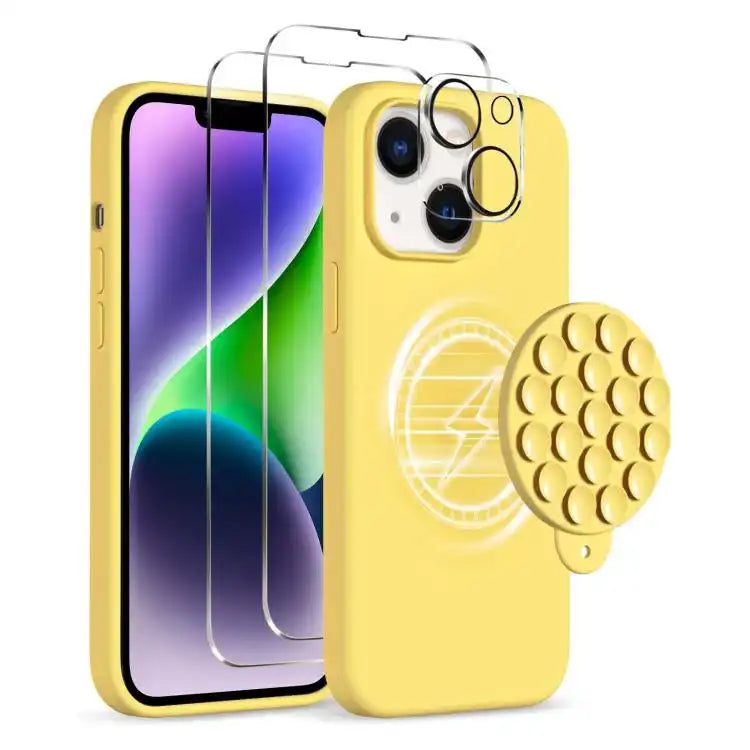 Silicone Suction Cup MagSafe Phone Case with Screen Film & Lens Film