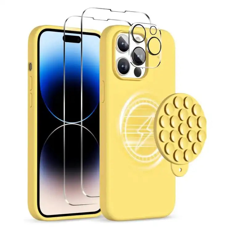 Silicone Suction Cup MagSafe Phone Case with Screen Film & Lens Film