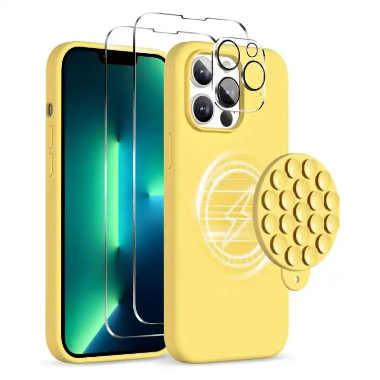 Silicone Suction Cup MagSafe Phone Case with Screen Film & Lens Film