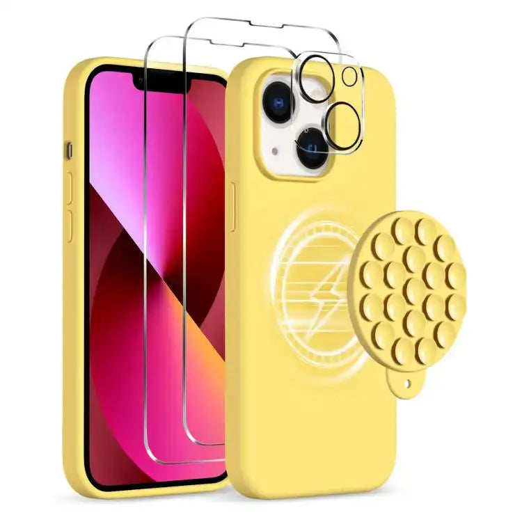 Silicone Suction Cup MagSafe Phone Case with Screen Film & Lens Film