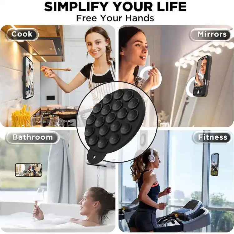 Silicone Suction Cup MagSafe Phone Case with Screen Film & Lens Film