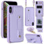Wristband Vertical Flip Wallet Back Cover Phone Case with Long Lanyard
