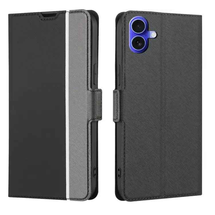Twill Texture Side Button Leather Phone Case
