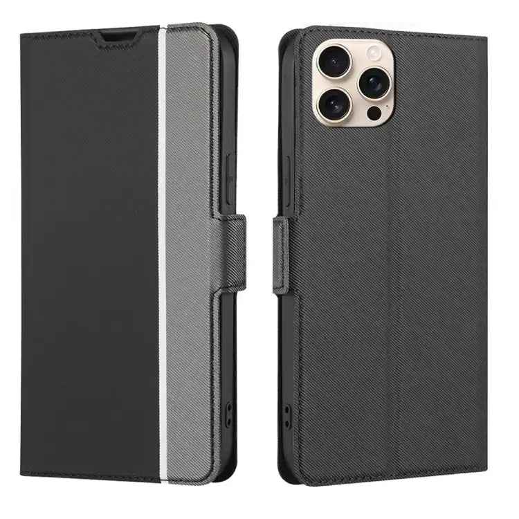 Twill Texture Side Button Leather Phone Case