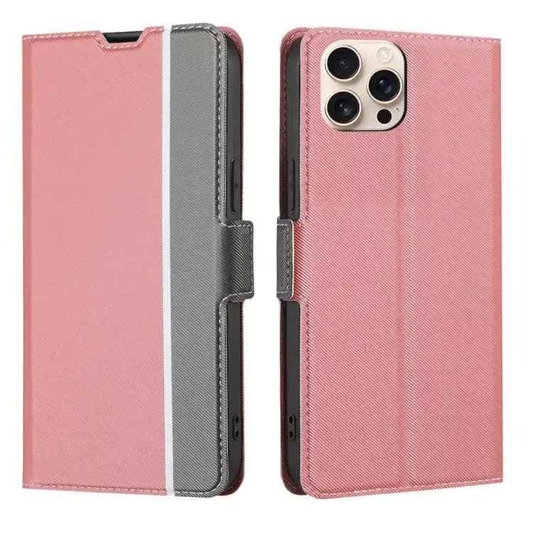 Twill Texture Side Button Leather Phone Case