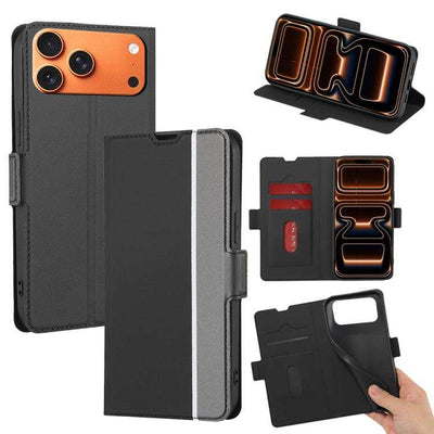 Twill Texture Side Button Leather Phone Case