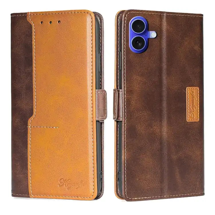 Contrast Color Side Buckle Leather Phone Case
