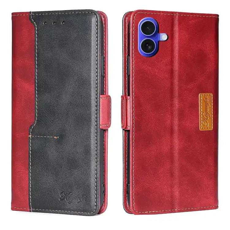 Contrast Color Side Buckle Leather Phone Case