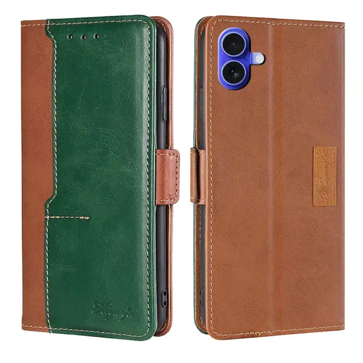 Contrast Color Side Buckle Leather Phone Case