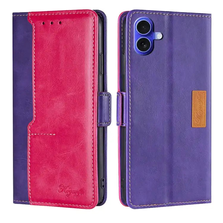 Contrast Color Side Buckle Leather Phone Case